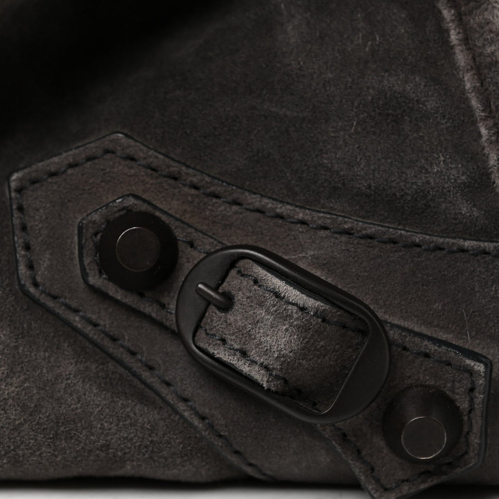 Waxed Suede Calfskin Classic Hardware Medium Le City Storm Grey
