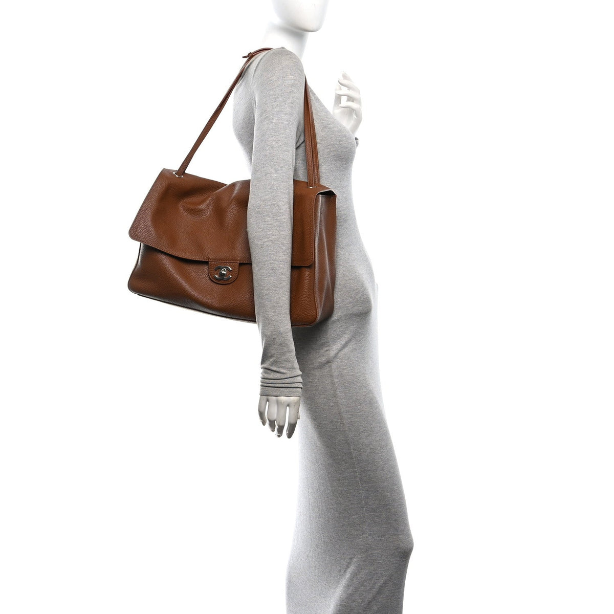 Grained Calfskin Souplissimo Maxi Flap Camel