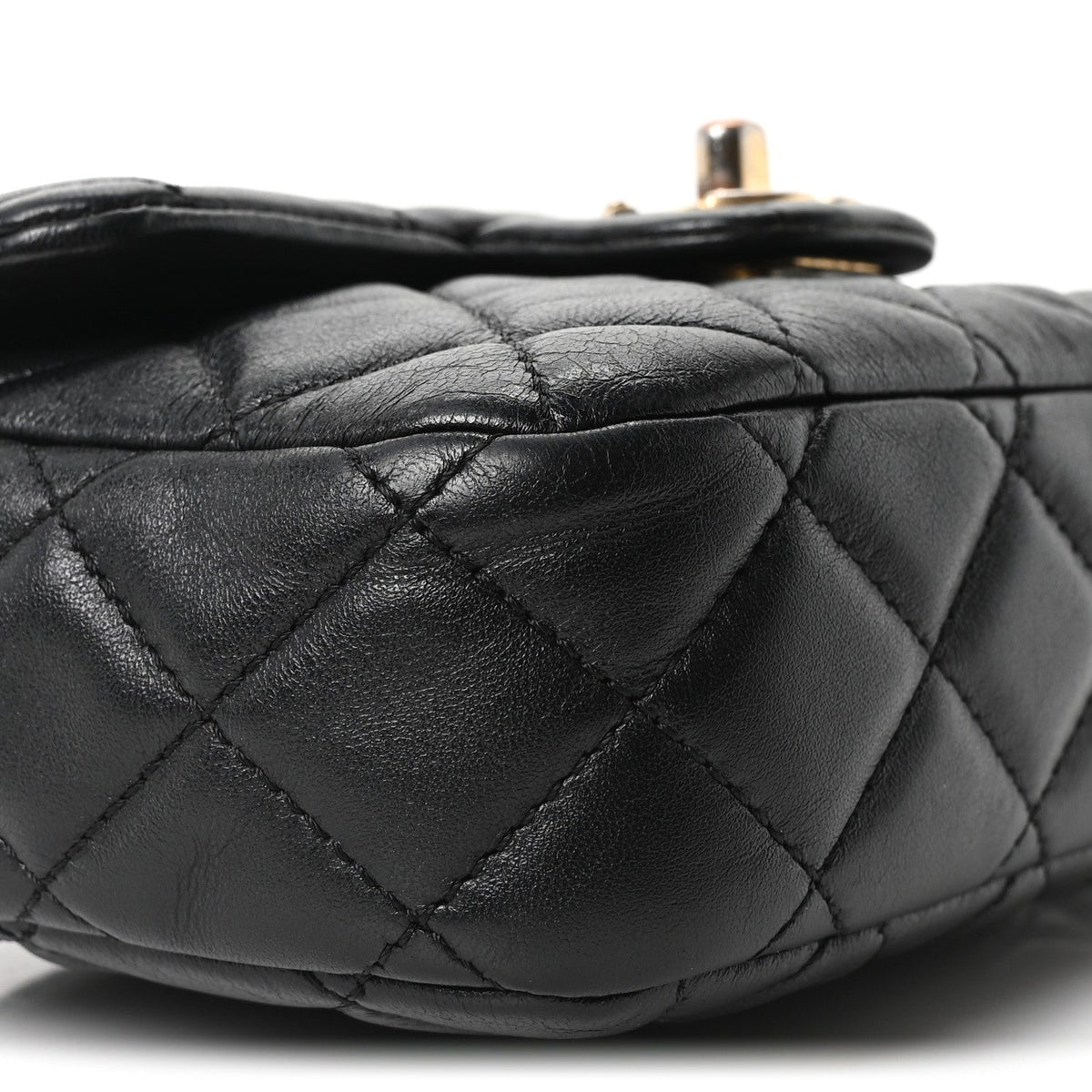 Lambskin Enamel Quilted Mini Coco Hearts Square Flap Black