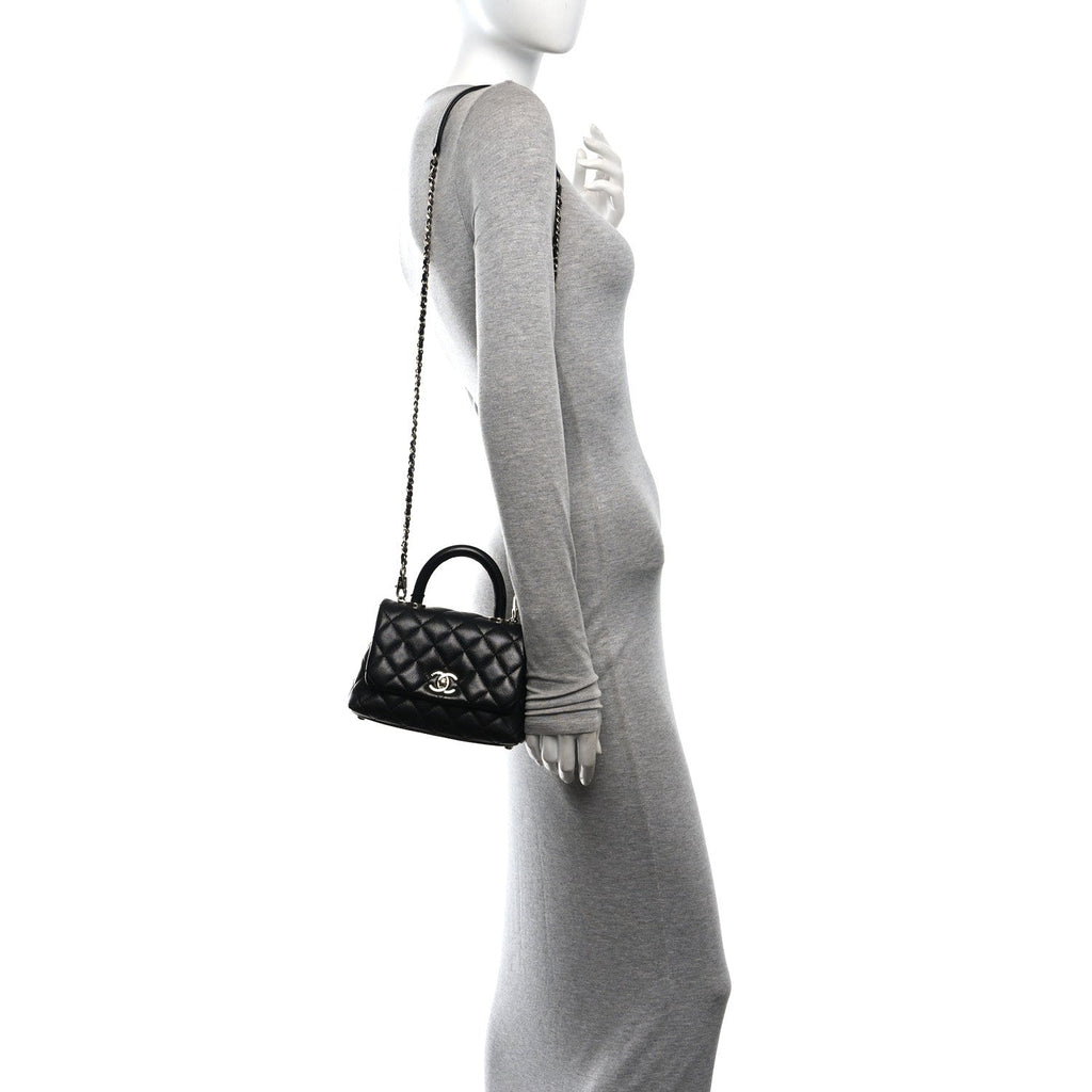Caviar Quilted Extra Mini Coco Handle Flap Black