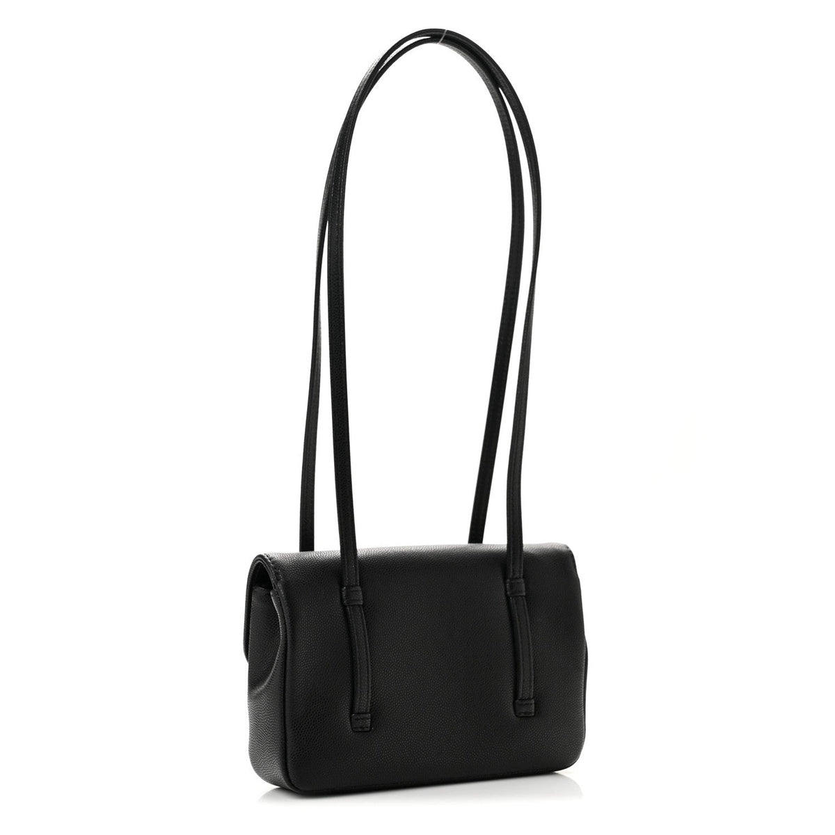 Shiny Caviar Mini Preppy Coco Shoulder Bag Black
