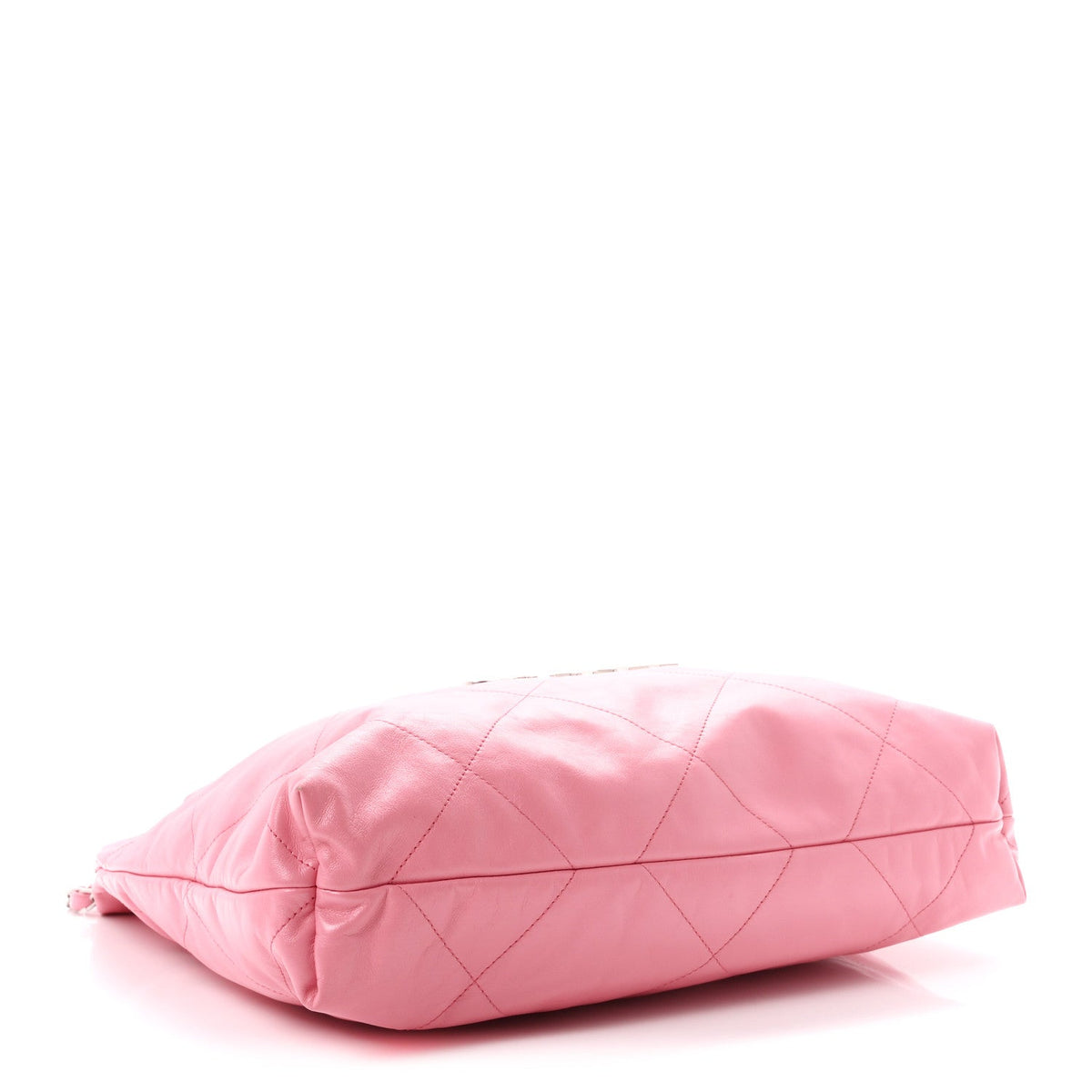 Shiny Calfskin Quilted Chanel 22 Drawstring Bag Pink