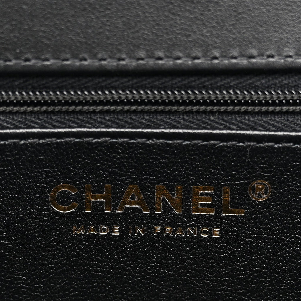 Lambskin Calfskin Mini Chocolate Bar Flap Bag Black