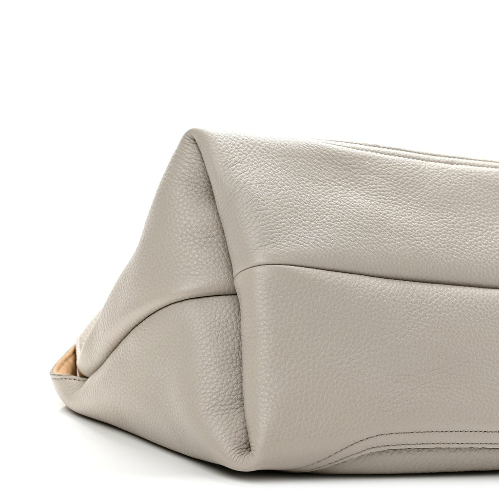 Grained Calfskin Softbit Medium Shoulder Bag Light Grey