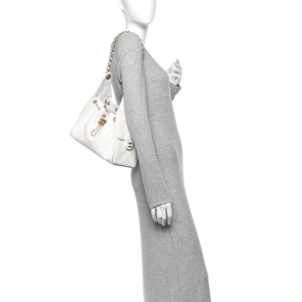 Caviar Quilted Small Chanel 25 Handbag White
