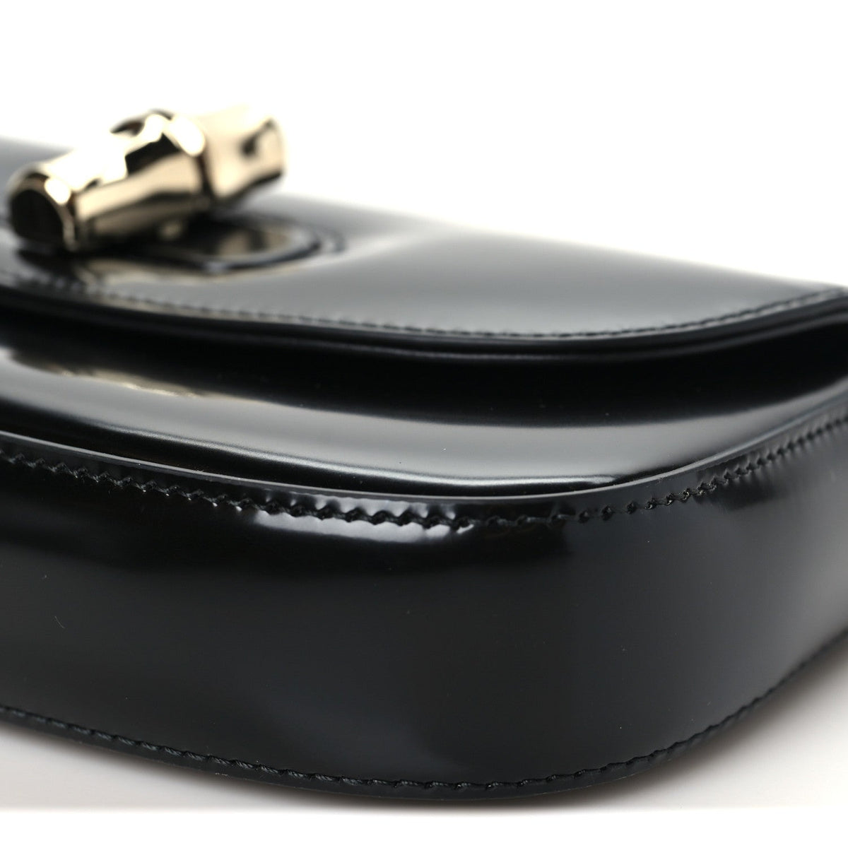 Shiny Calfskin Small Bamboo Night Bag Black