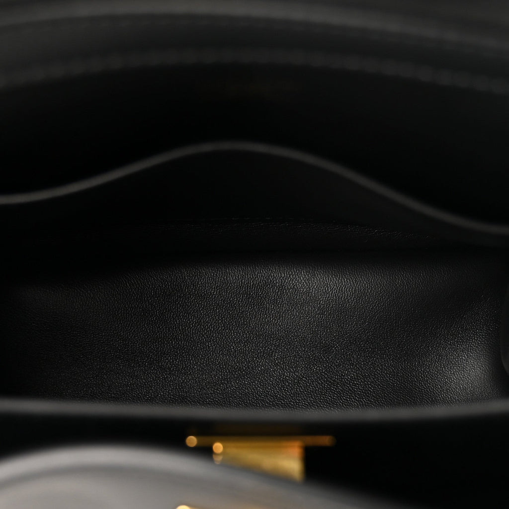 Natural Smooth Calfskin Mini Rodeo Top Handle Handbag Black