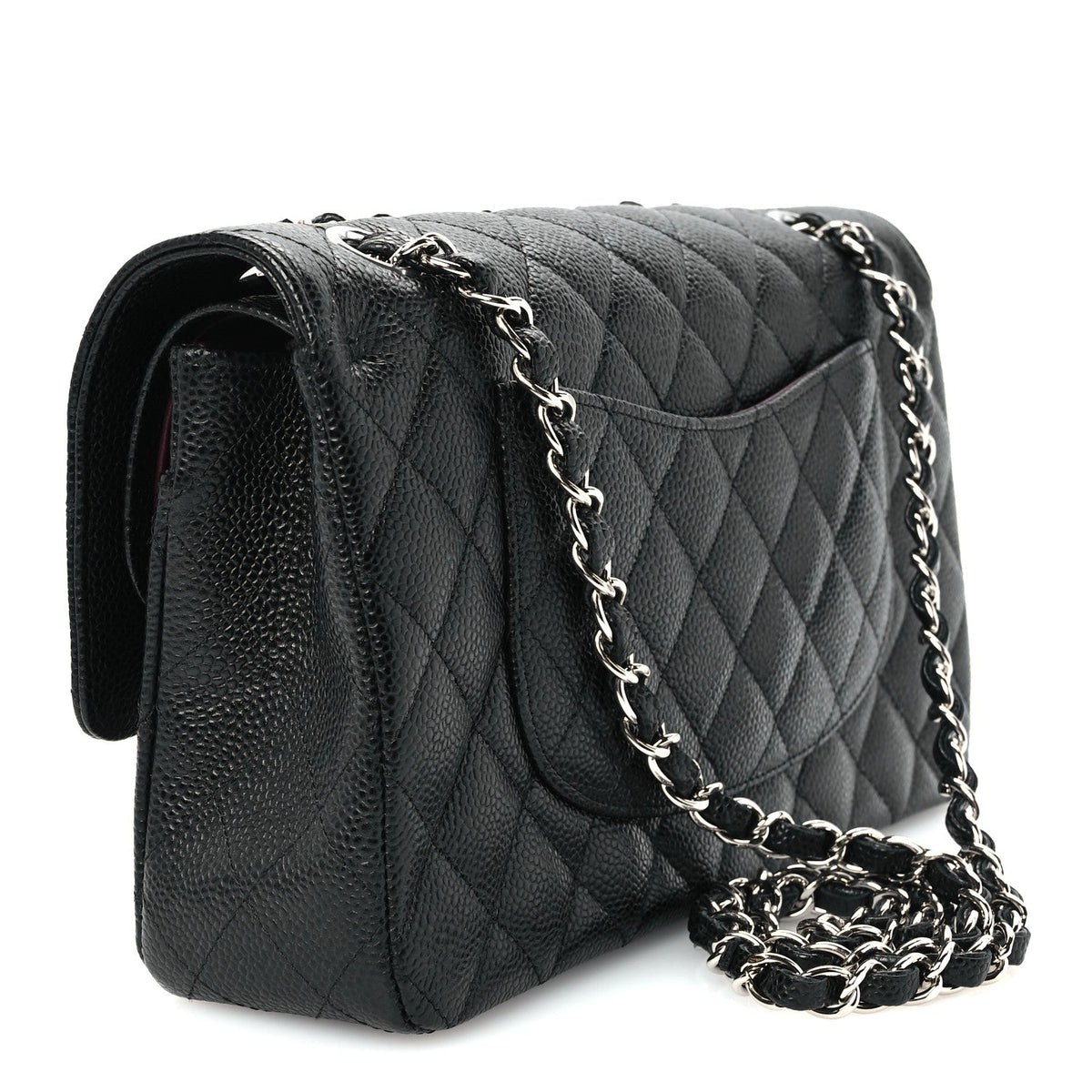 Caviar Quilted Medium Double Flap Black