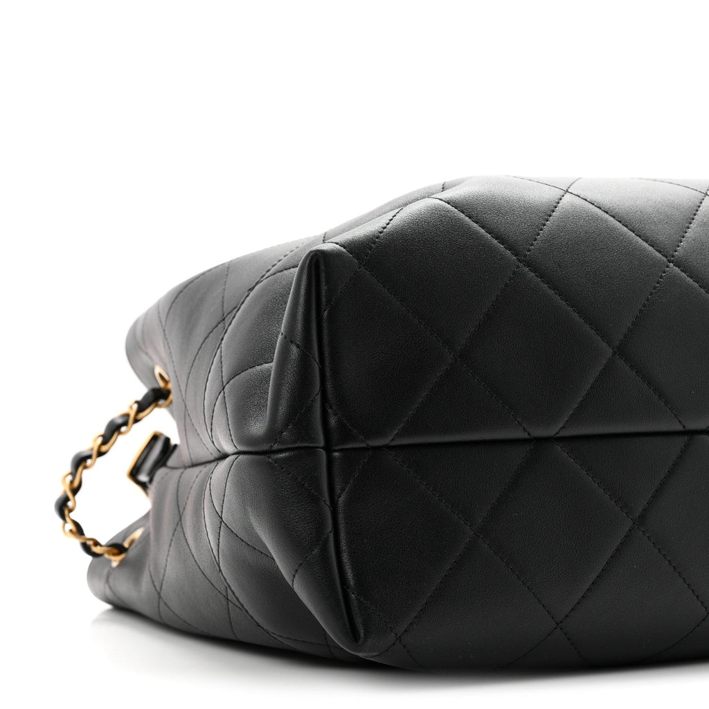 Calfskin Quilted Small Coco Base Shopping Bag Black
