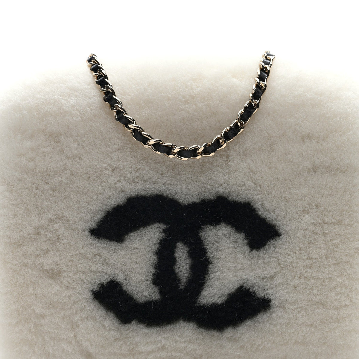 Muff Shearling Lambskin Bag Ecru Black