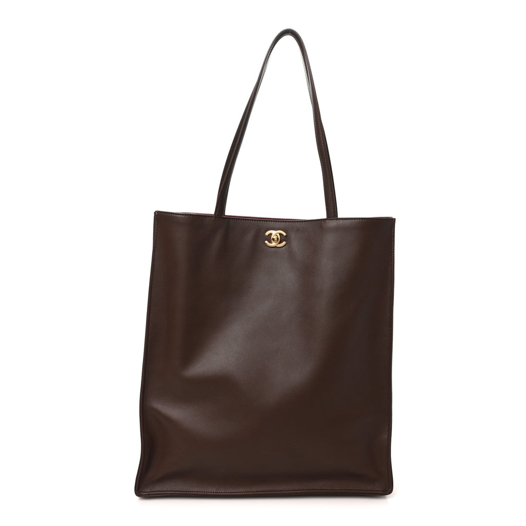 Calfskin Shopping Bag Dark Brown