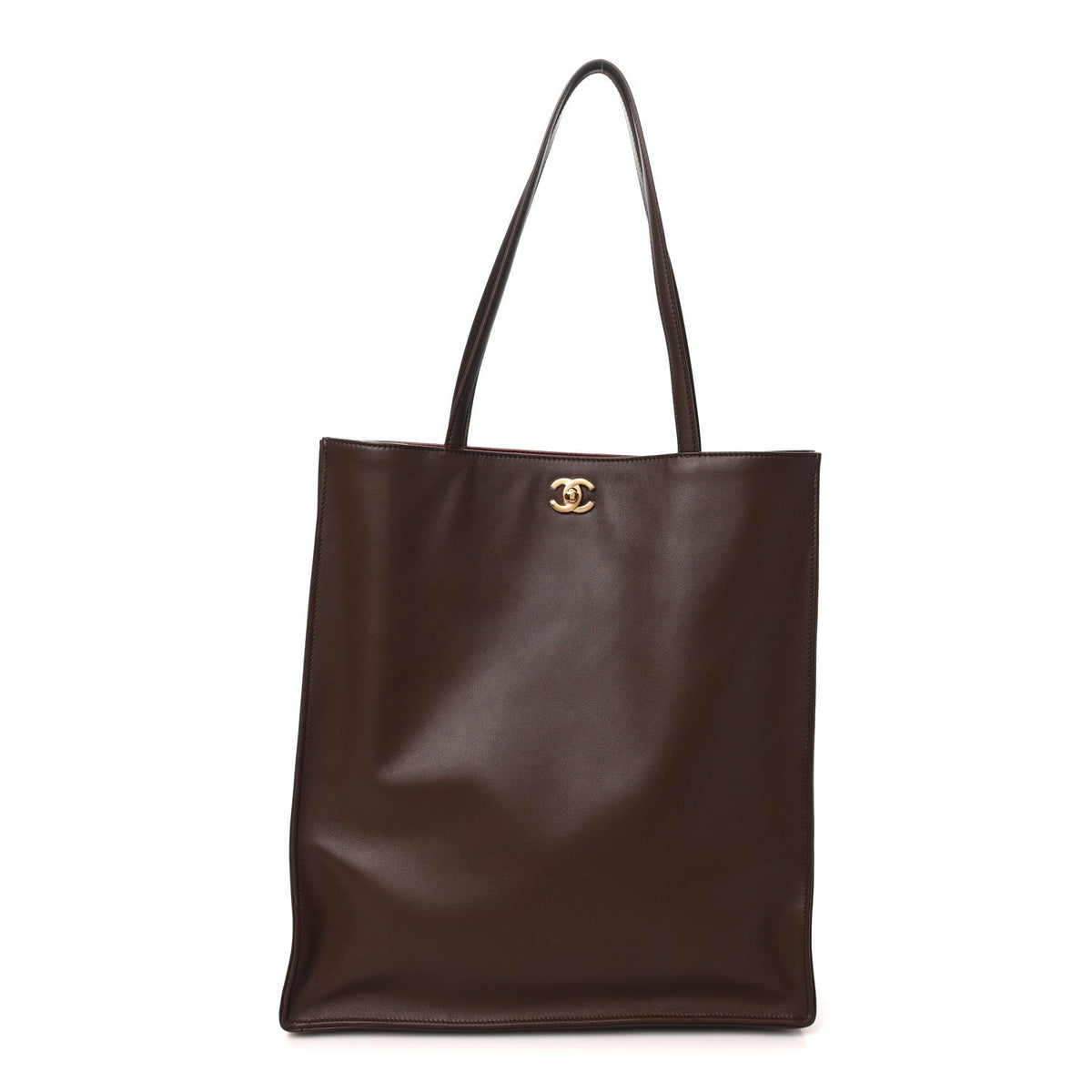 Calfskin Shopping Bag Dark Brown