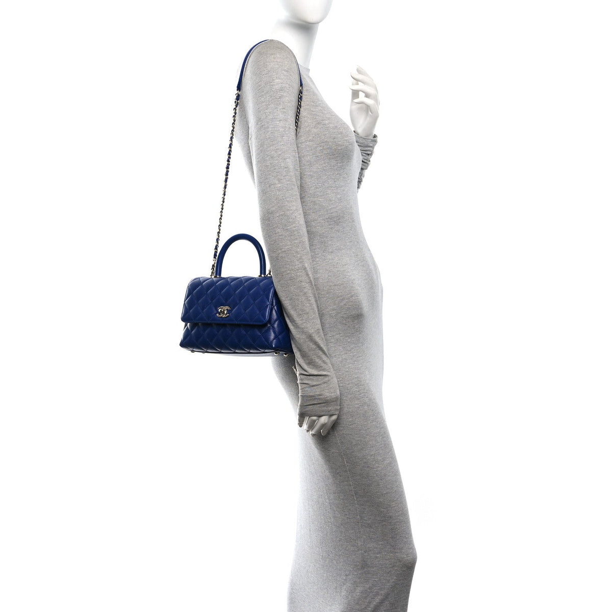 Caviar Quilted Mini Coco Handle Flap Blue
