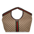 GG Monogram Web Large Giglio Tote Beige Brown