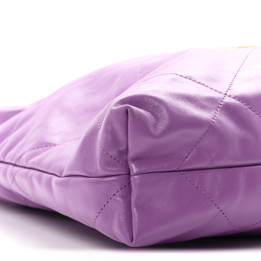 Shiny Calfskin Quilted Chanel 22 Purple