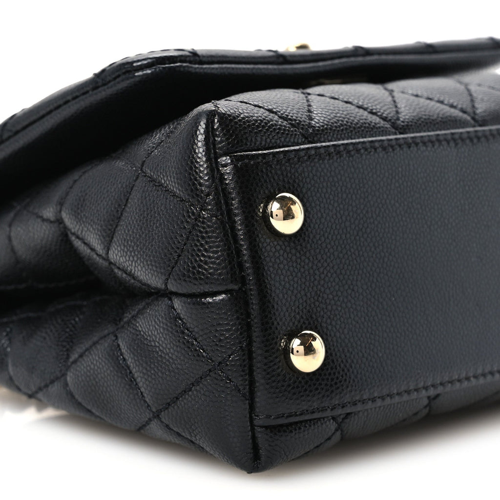 Caviar Quilted Extra Mini Coco Handle Flap Black