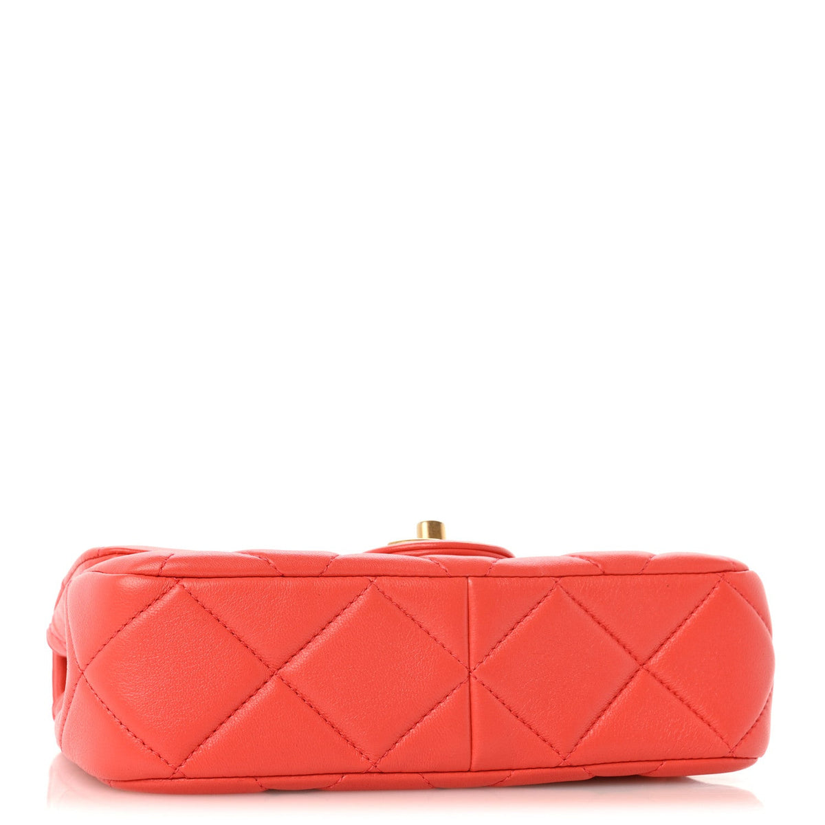 Lambskin Quilted Pearl Small Flap Dark Orange
