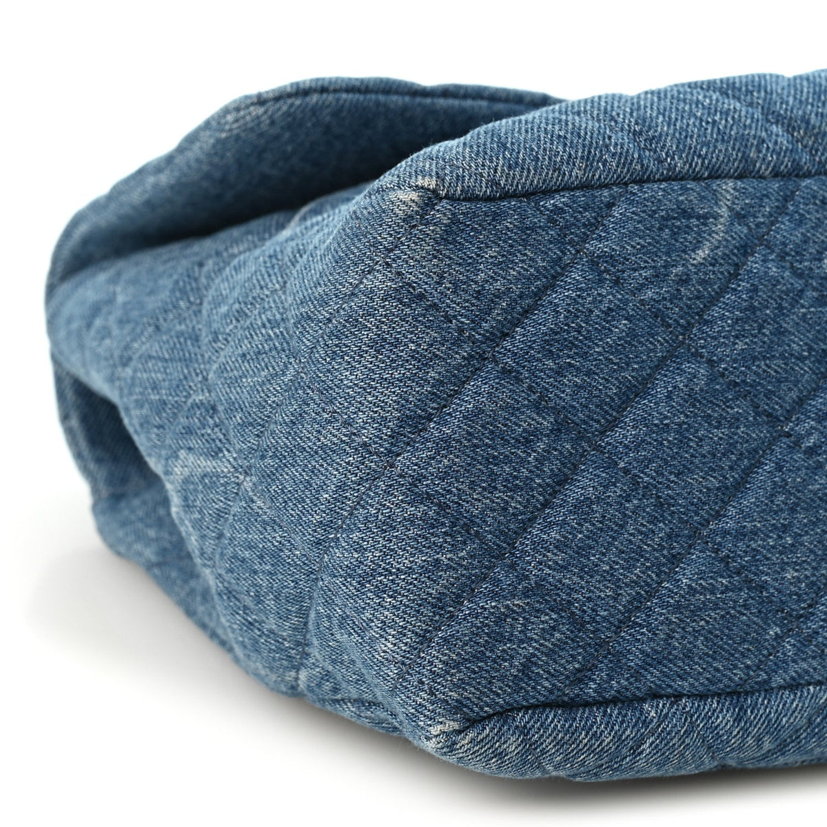 Denim Quilted CC Print Jumbo Single Flap Blue