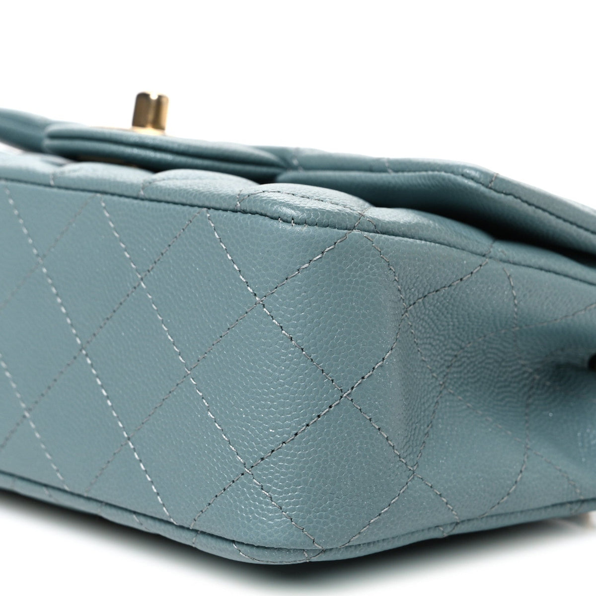 Caviar Quilted Mini Rectangular Flap Blue