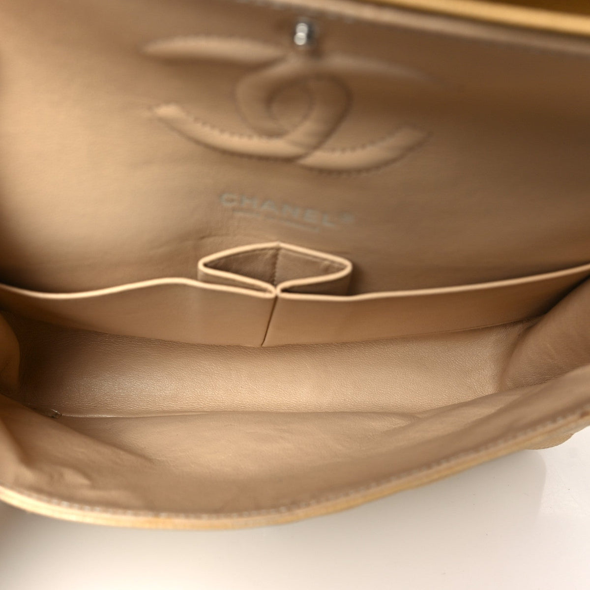 Caviar Quilted Medium Double Flap Light Yellow