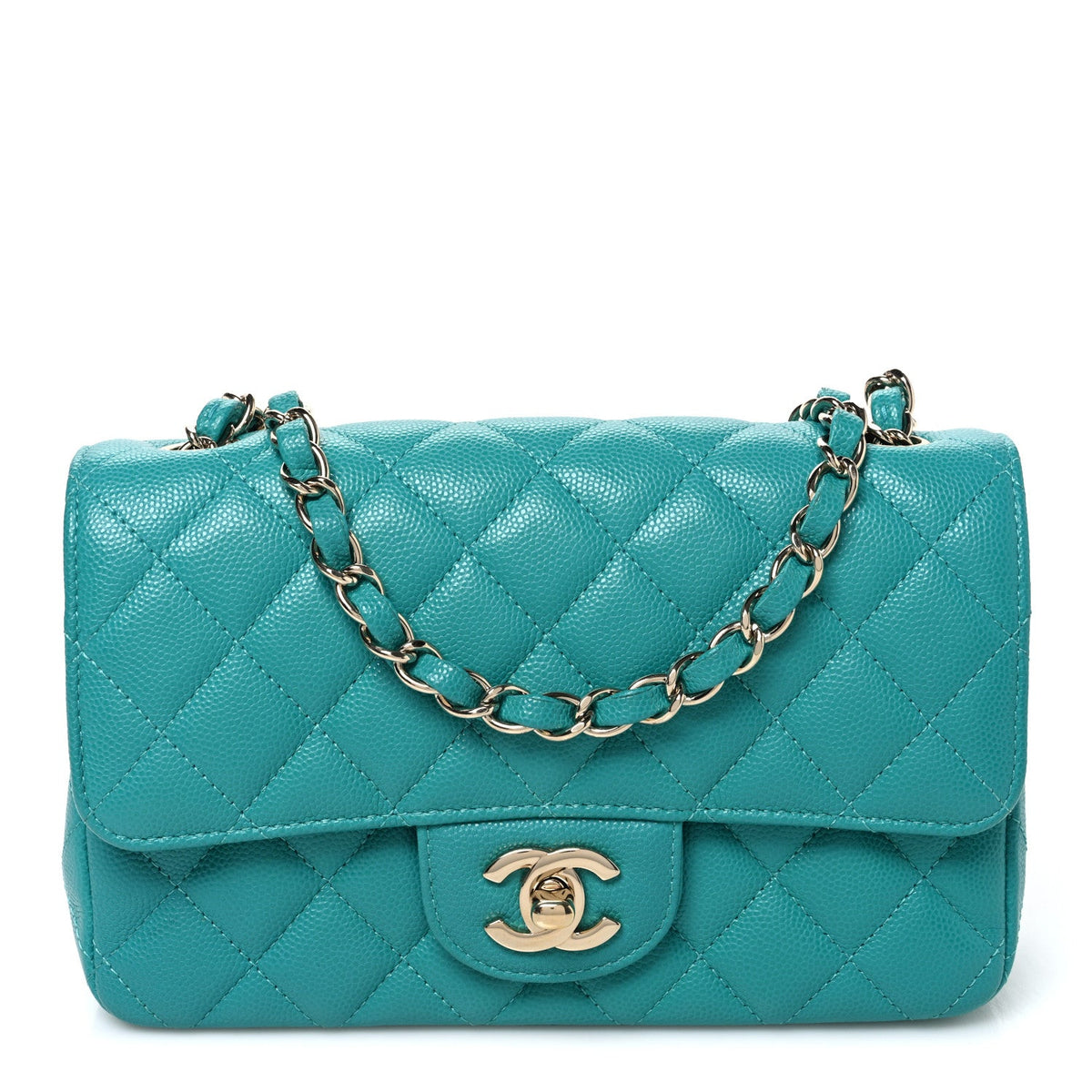 Caviar Quilted Mini Rectangular Flap Blue