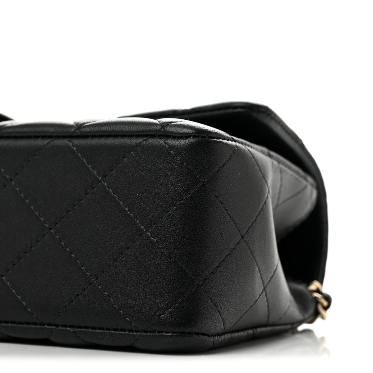 Lambskin Quilted Top Handle East West Flap Black
