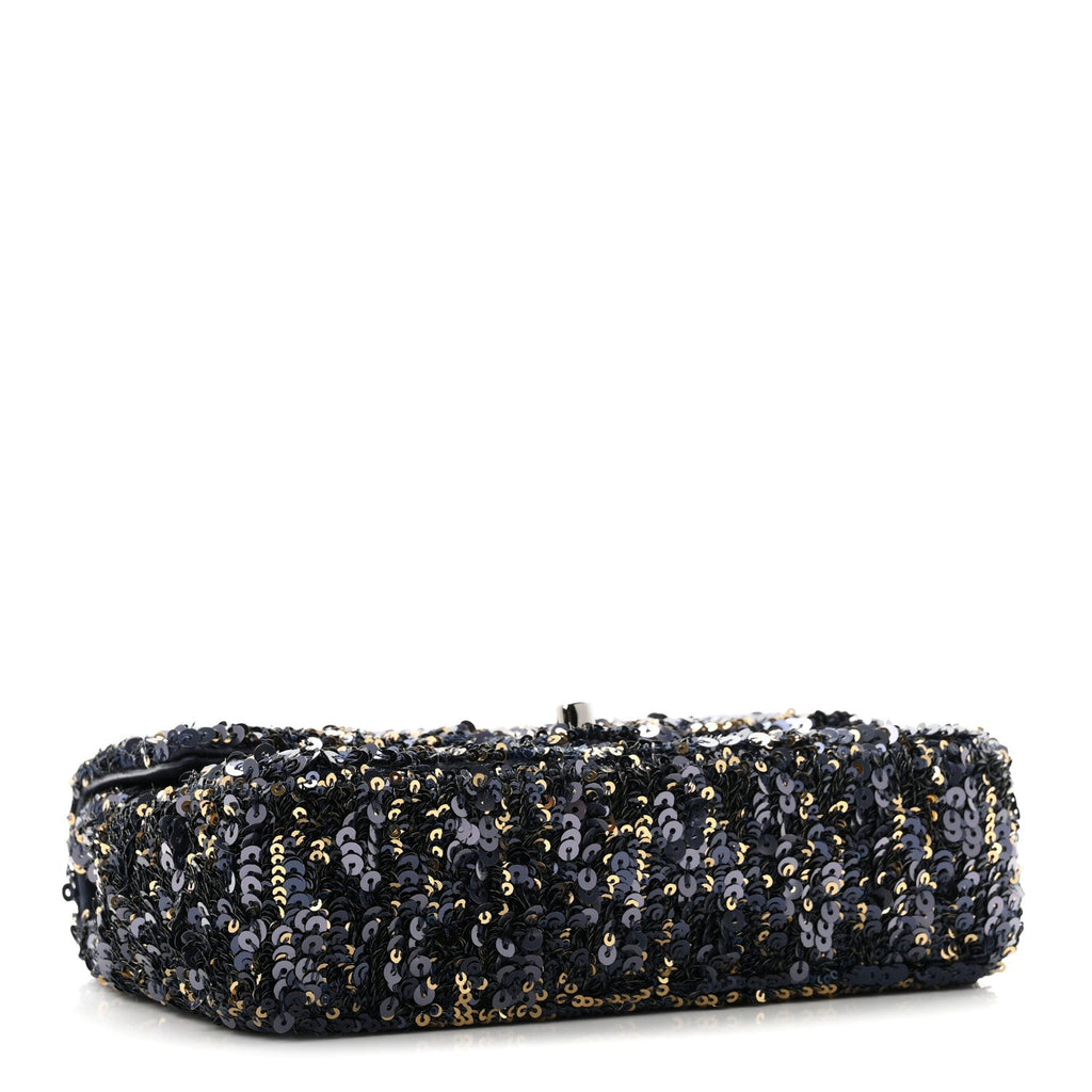 Sequin Mini Rectangular Flap Blue Black Ruthenium