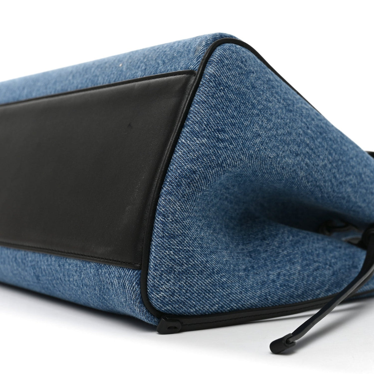 Denim Calfskin Urban Essentials Shopping Bag Blue Black