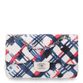 Lambskin Airline Printed Medium Double Flap White Red Blue