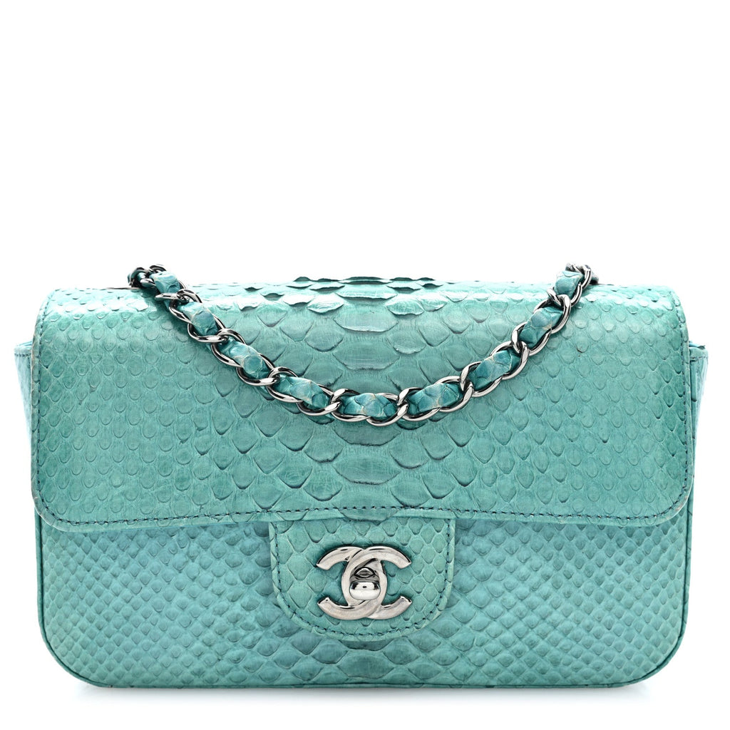 Snakeskin Mini Rectangular Flap Blue