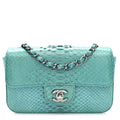 Snakeskin Mini Rectangular Flap Blue