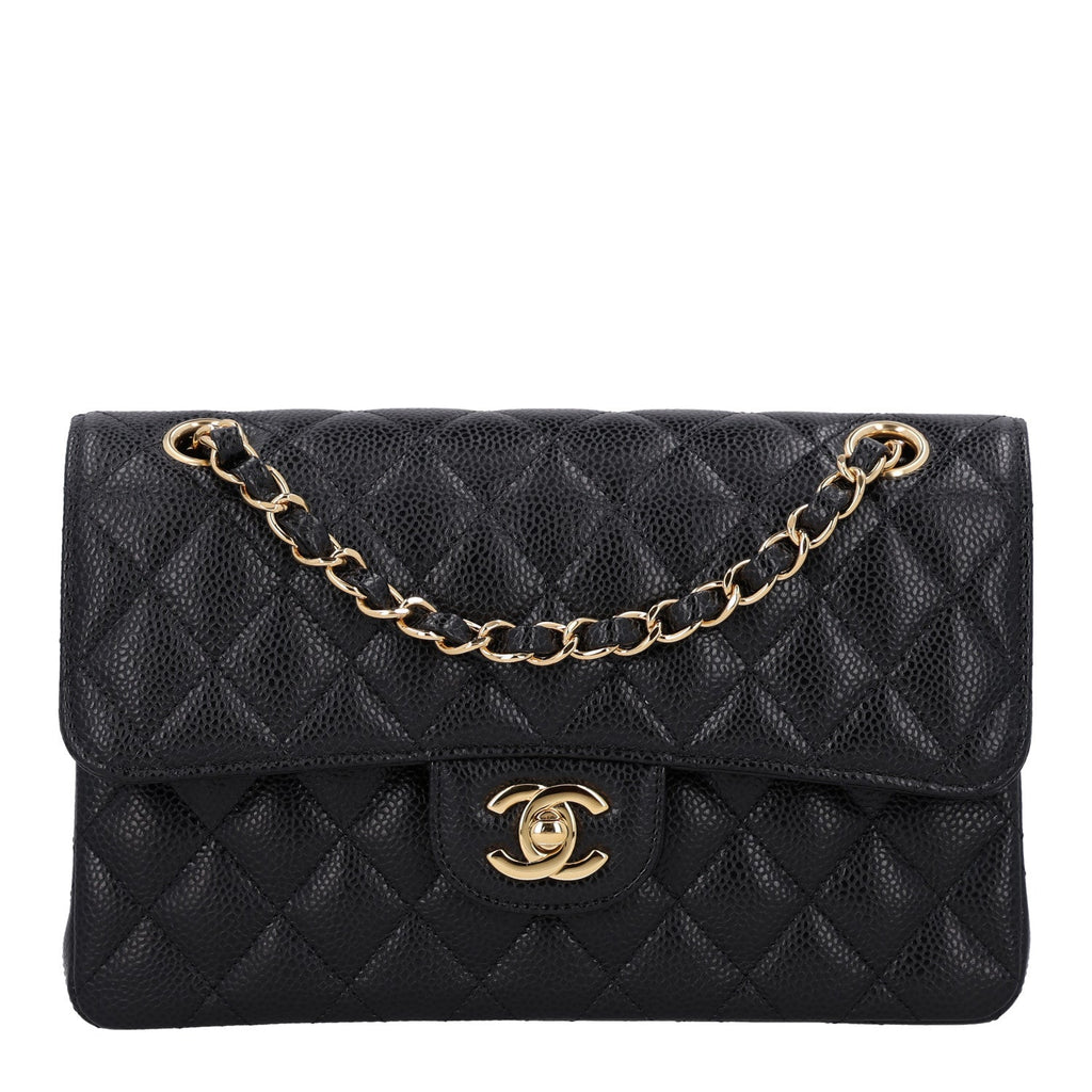 Caviar Quilted Small Double Flap Black