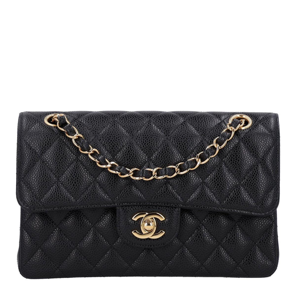 Caviar Quilted Small Double Flap Black
