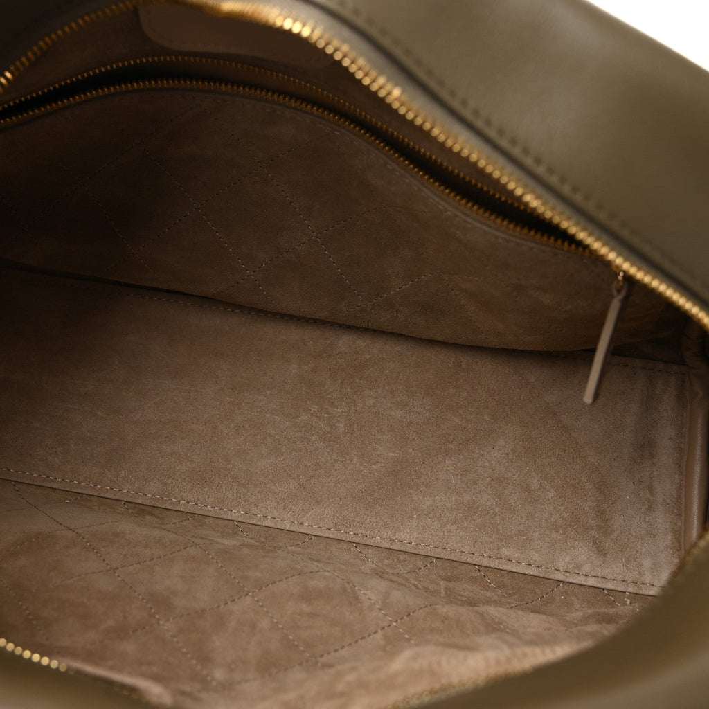 Calfskin Large Perfect Bowling Bag Dark Khaki