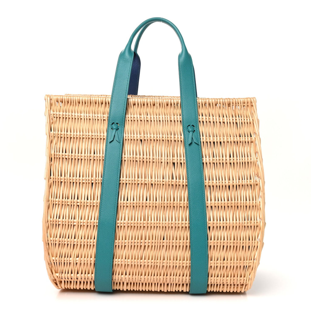Epsom Wicker Basket Bag GM  Vert Verone Naturel
