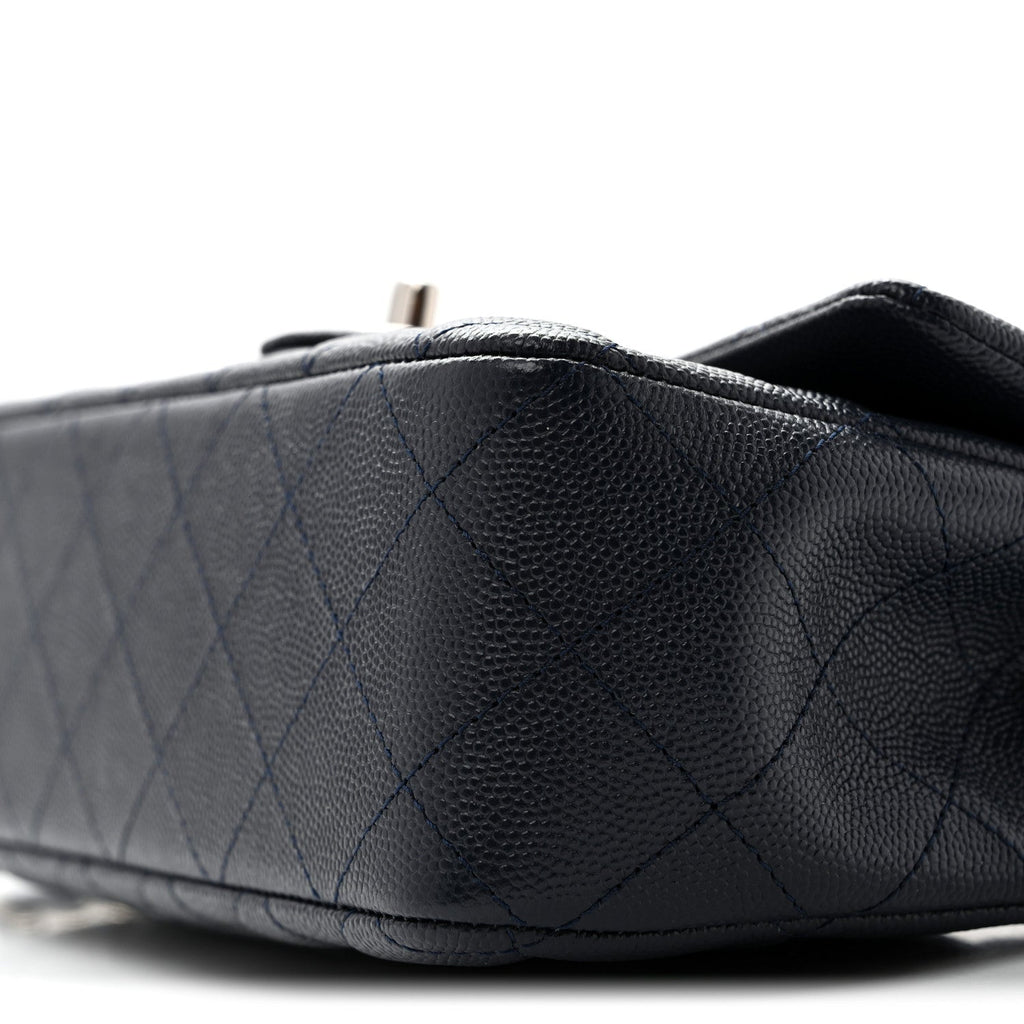 Caviar Quilted Mini Rectangular Flap Navy