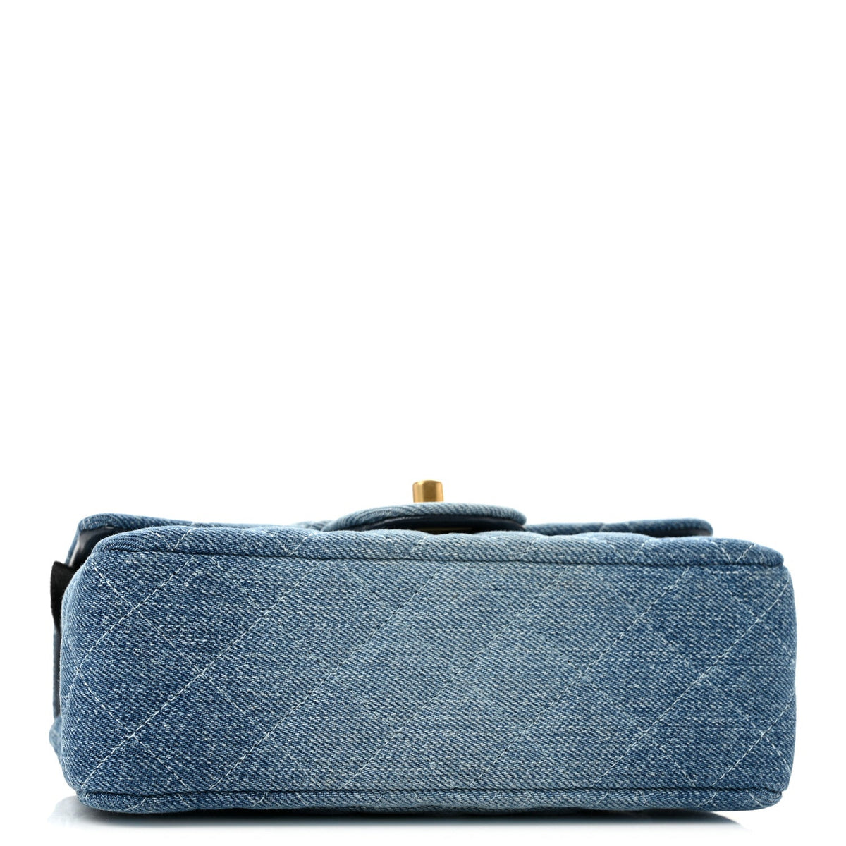 Washed Denim Quilted Mini Rectangular Flap Blue