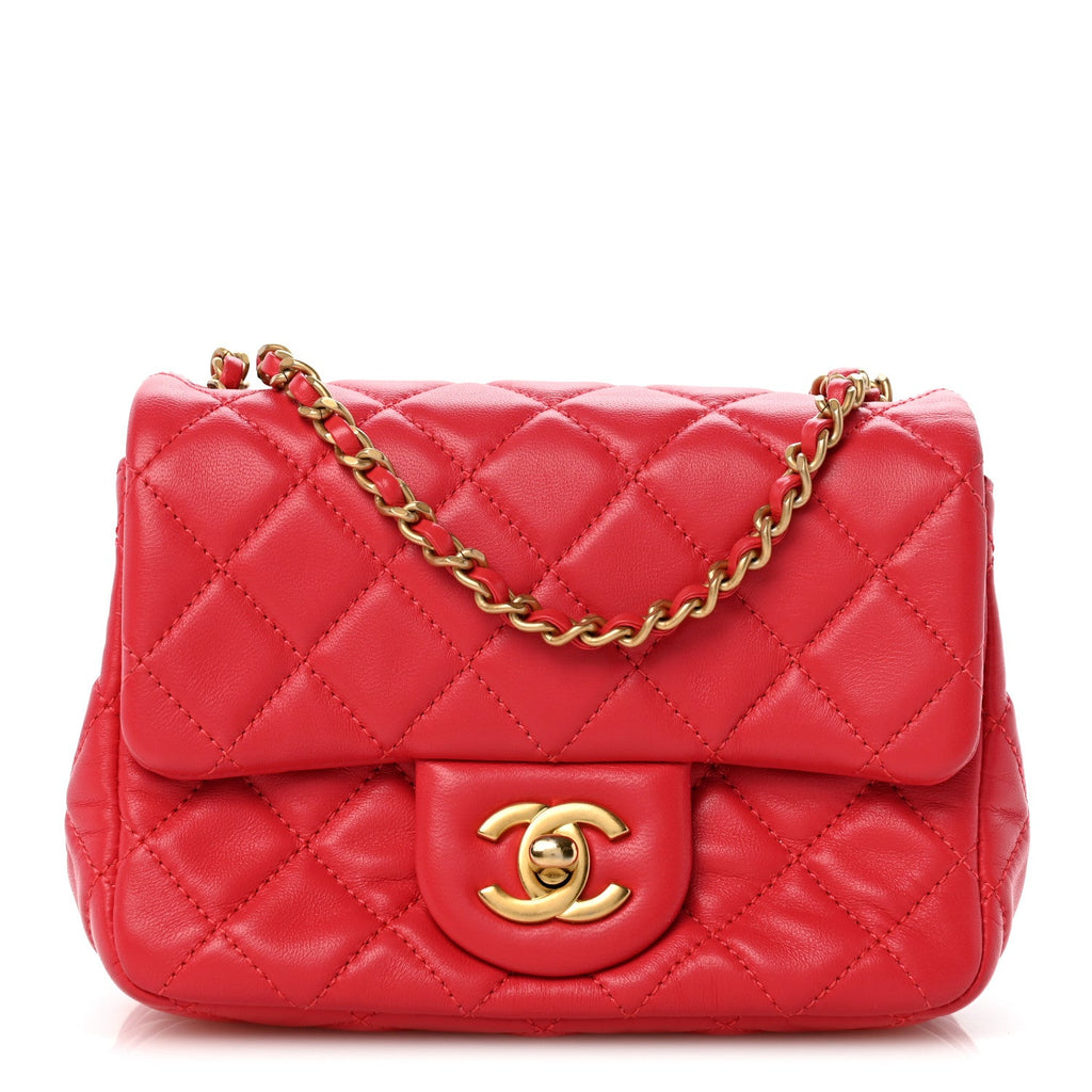 Lambskin Quilted Mini Pearl Crush Flap Pink