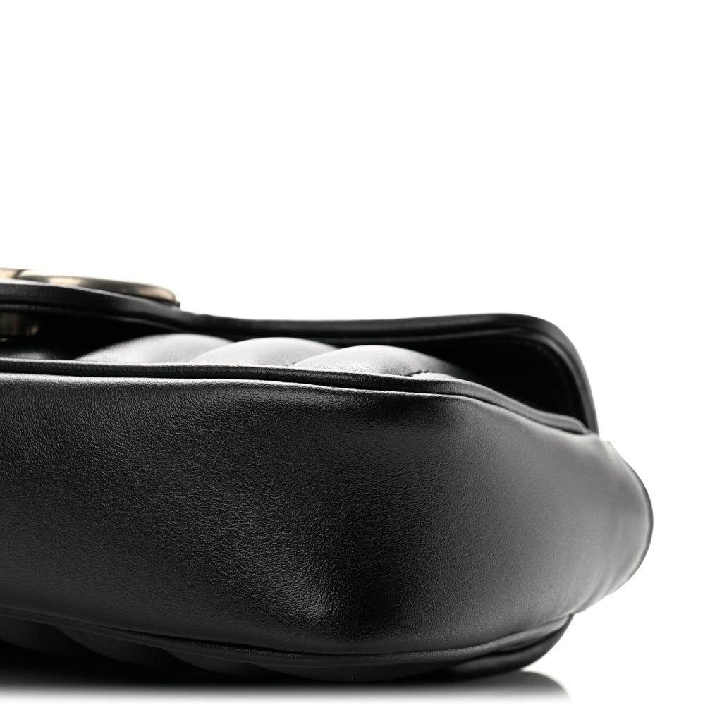 Calfskin Matelasse Aria Super Mini GG Marmont Shoulder Bag Black