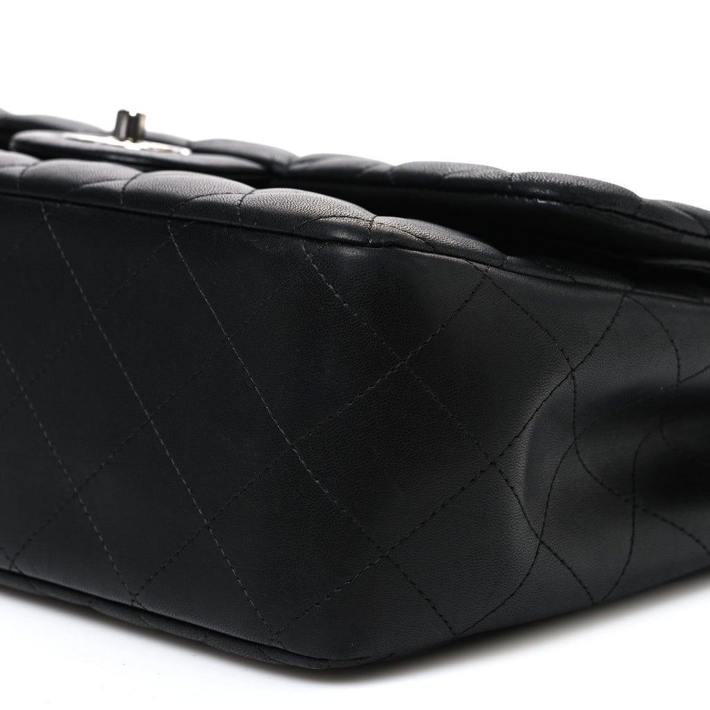 Lambskin Quilted Jumbo Double Flap Black