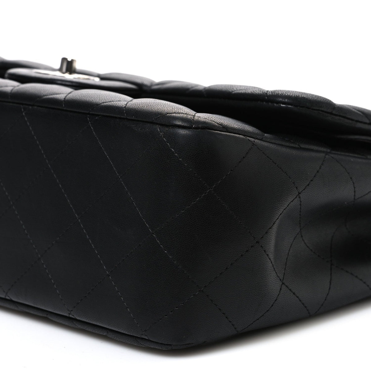 Lambskin Quilted Jumbo Double Flap Black