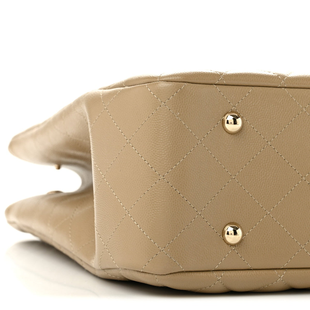 Caviar Quilted Large Shopping Tote Beige