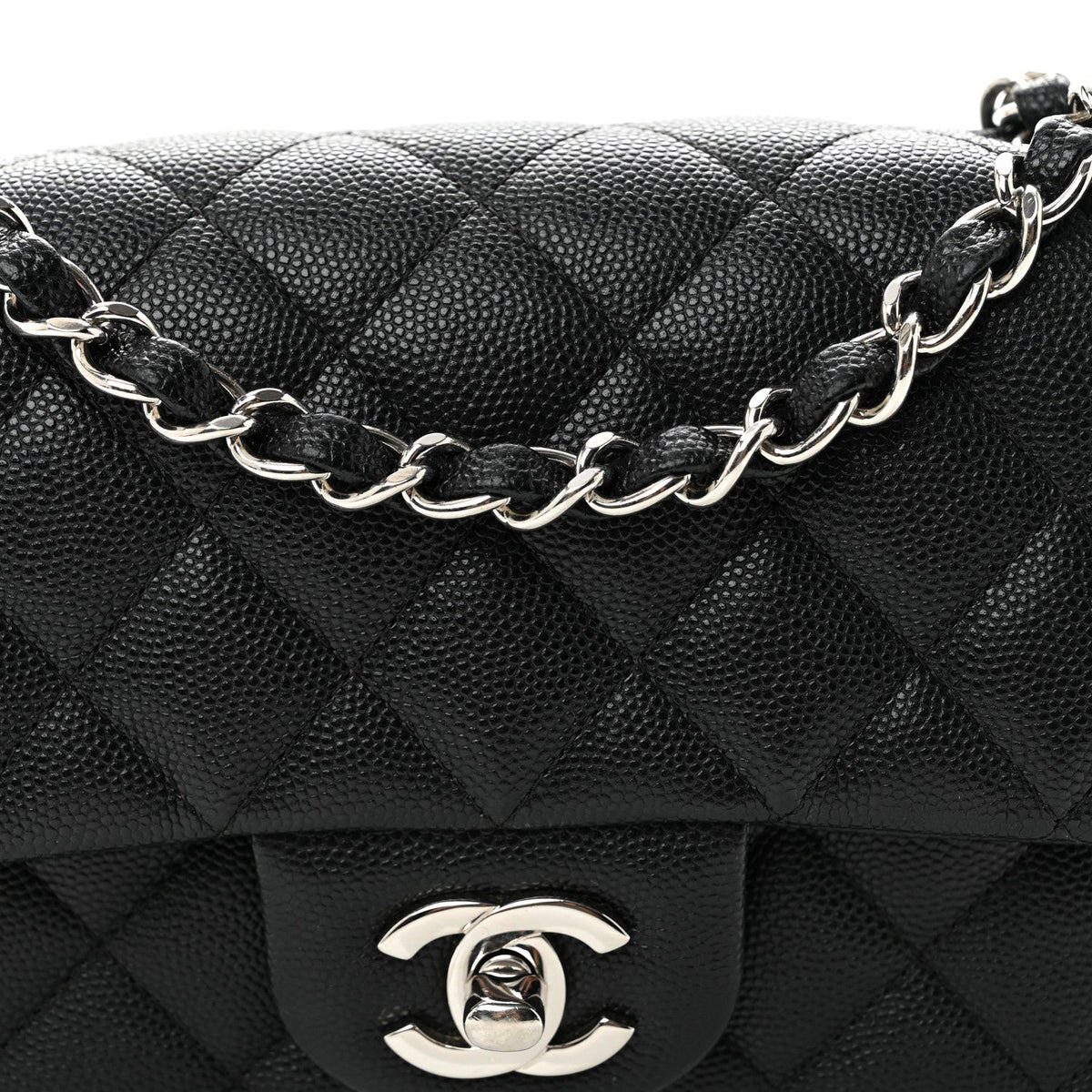 Caviar Quilted Mini Rectangular Flap Black