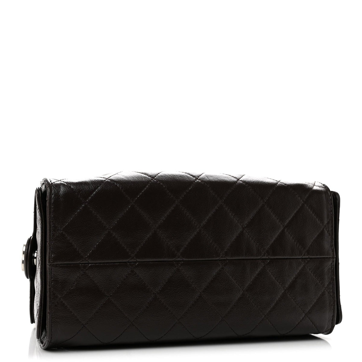 Shiny Crumpled Calfskin Quilted Small Chanel 25 Handbag Dark Brown