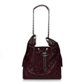 Shiny Crumpled Calfskin Quilted Medium Chanel 25 Handbag Dark Burgundy