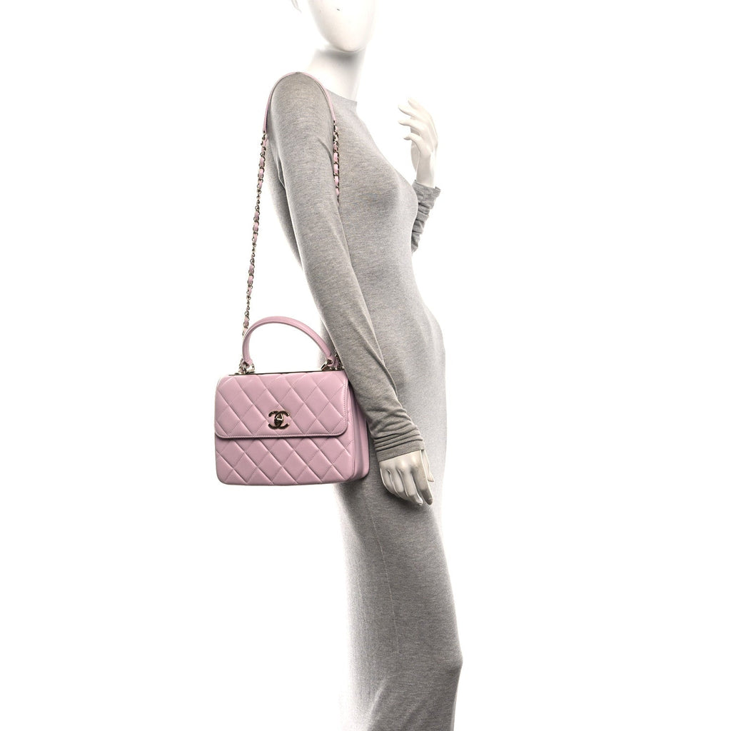 Lambskin Quilted Small Trendy CC Flap Dual Handle Bag Light Pink
