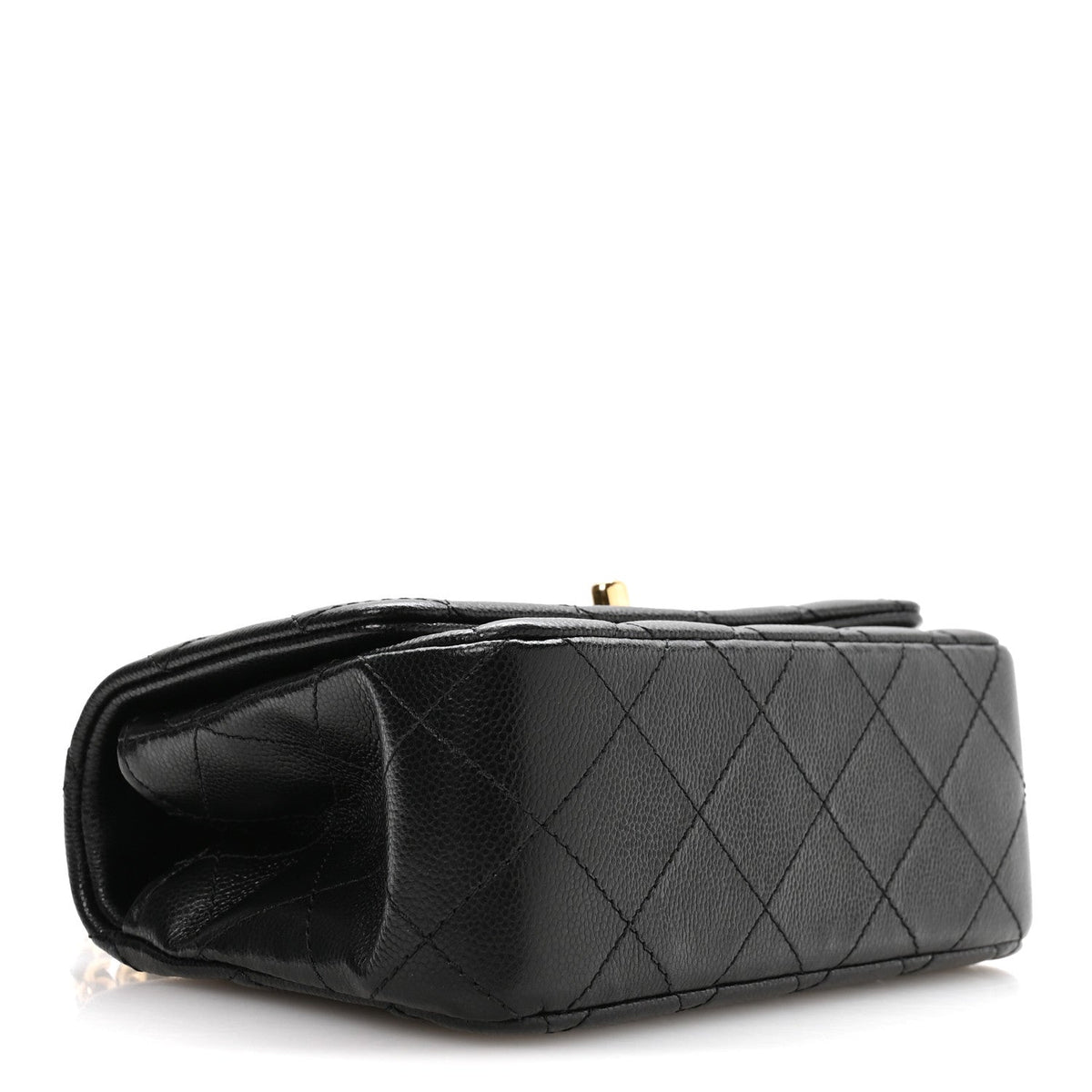 Caviar Quilted Metal Top Handle Mini Flap Black