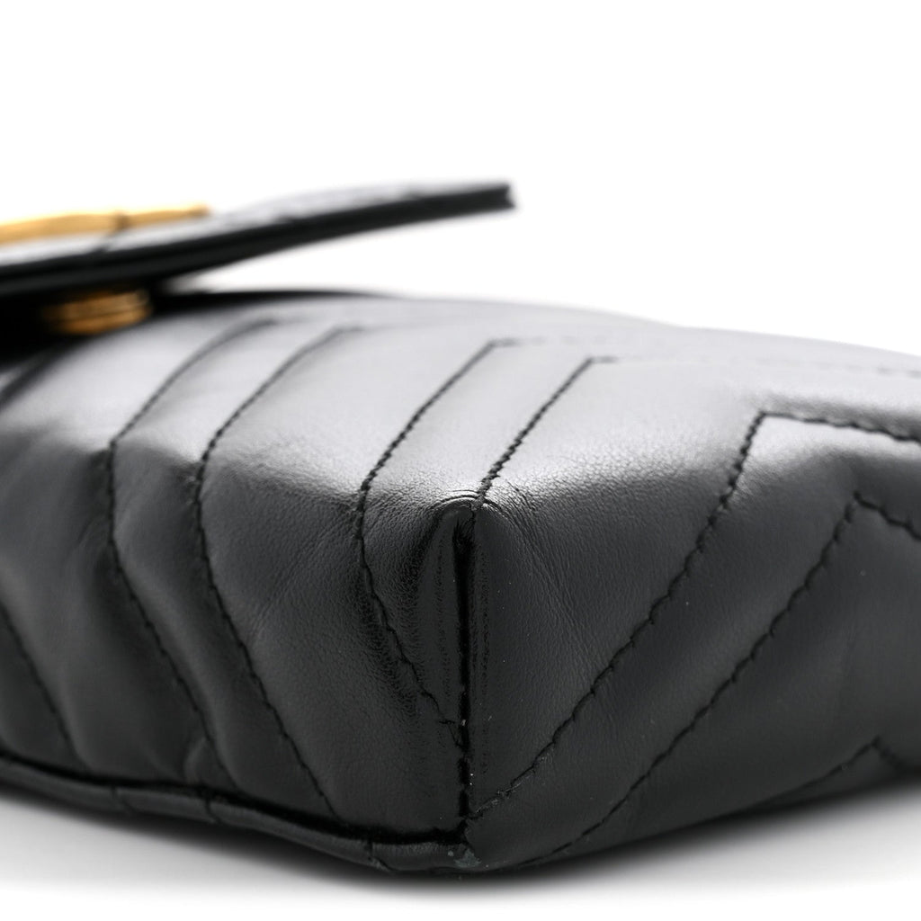 Calfskin Small GG Marmont Phone Crossbody Bag Black