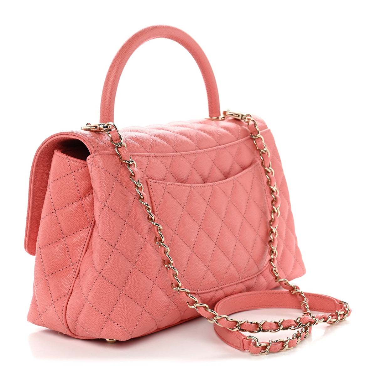 Caviar Quilted Small Coco Handle Flap Pink