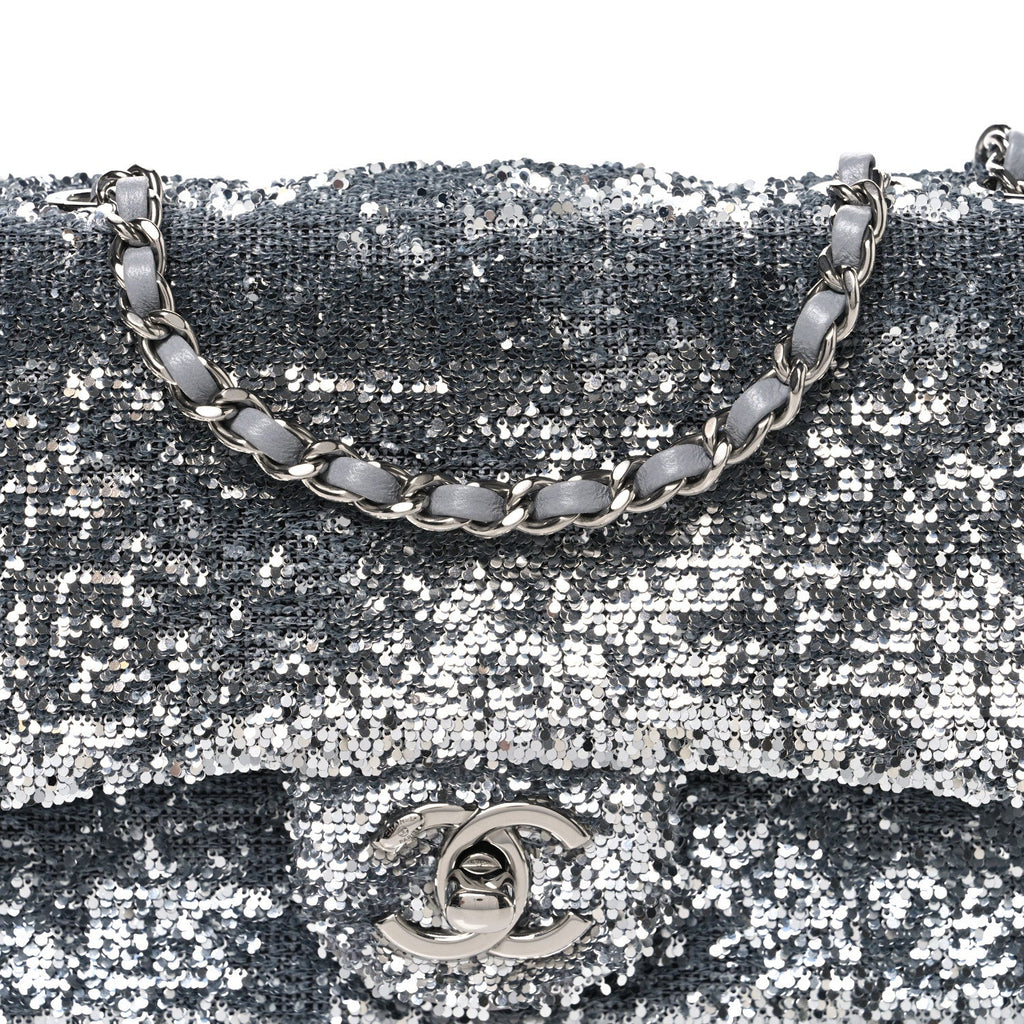 Sequin Mini Rectangular Flap Silver